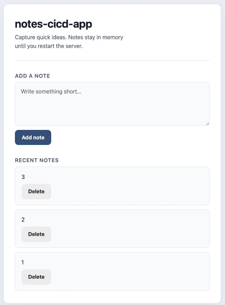 Notes CI/CD App main preview